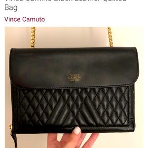 Vince Camino Black Leather Quilted Bag